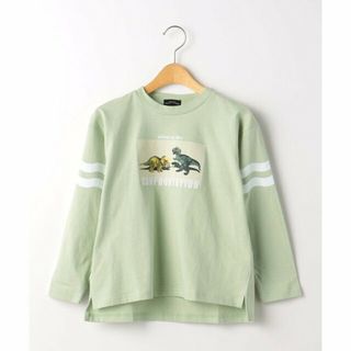 ユナイテッドアローズグリーンレーベルリラクシング(UNITED ARROWS green label relaxing)の【LIME】袖ライン 恐竜プリント プルオーバー ロングスリーブ 100cm-130cm(Tシャツ/カットソー)