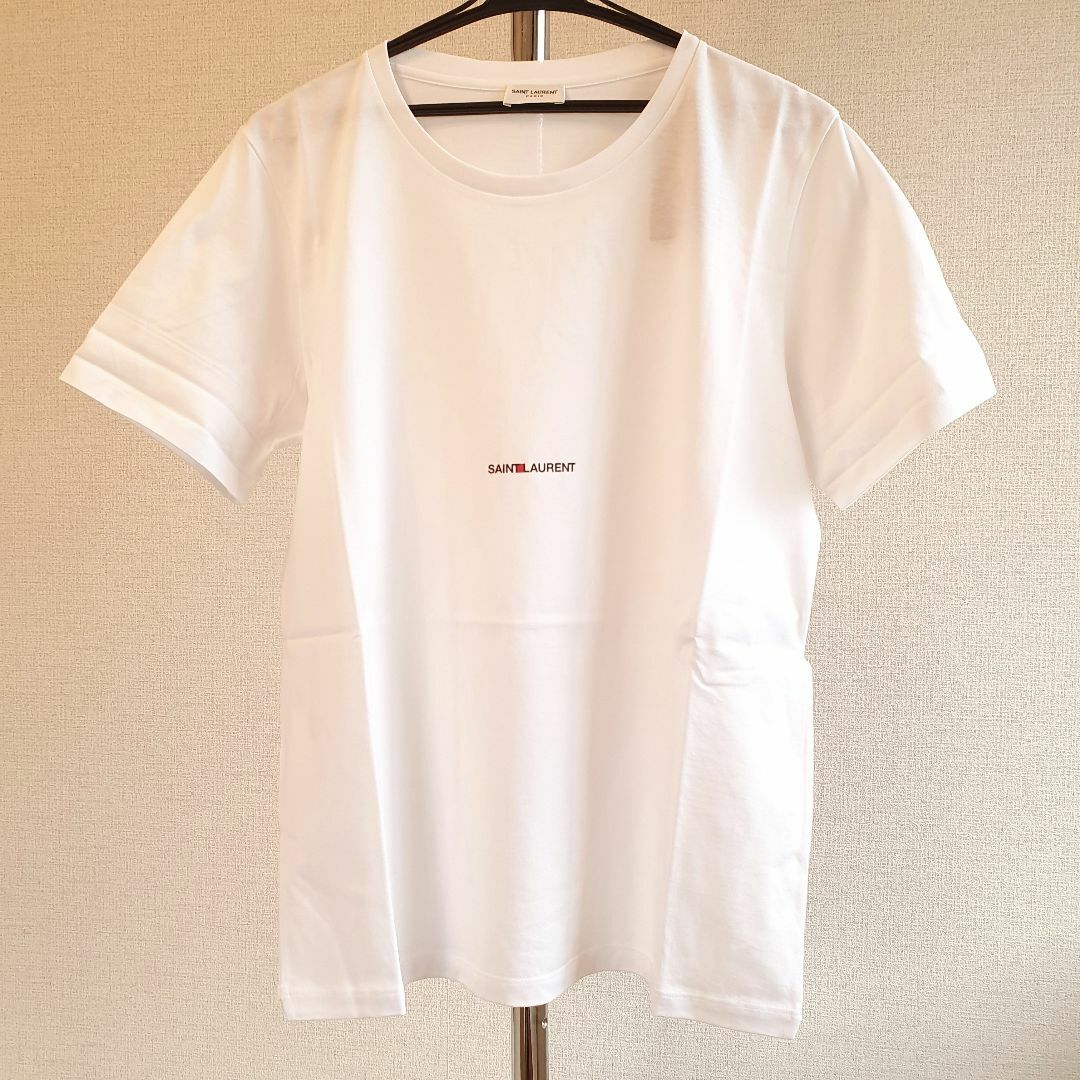 Tシャツ/カットソー(半袖/袖なし)【新品・未使用】Saint Laurent メンズコットンTシャツ 白　Lサイズ