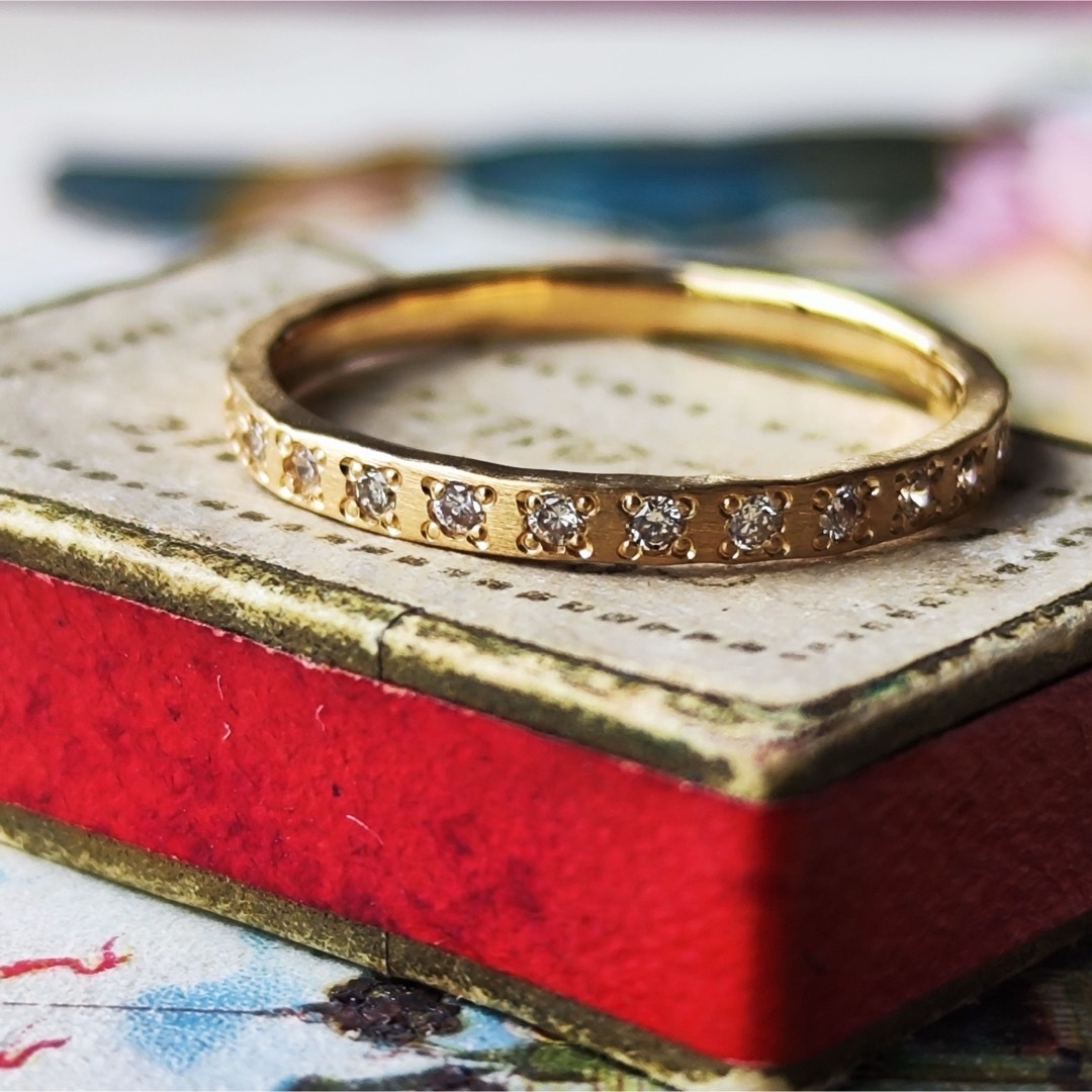天然ダイヤモンド 18金リング  レディースのアクセサリー(リング(指輪))の商品写真