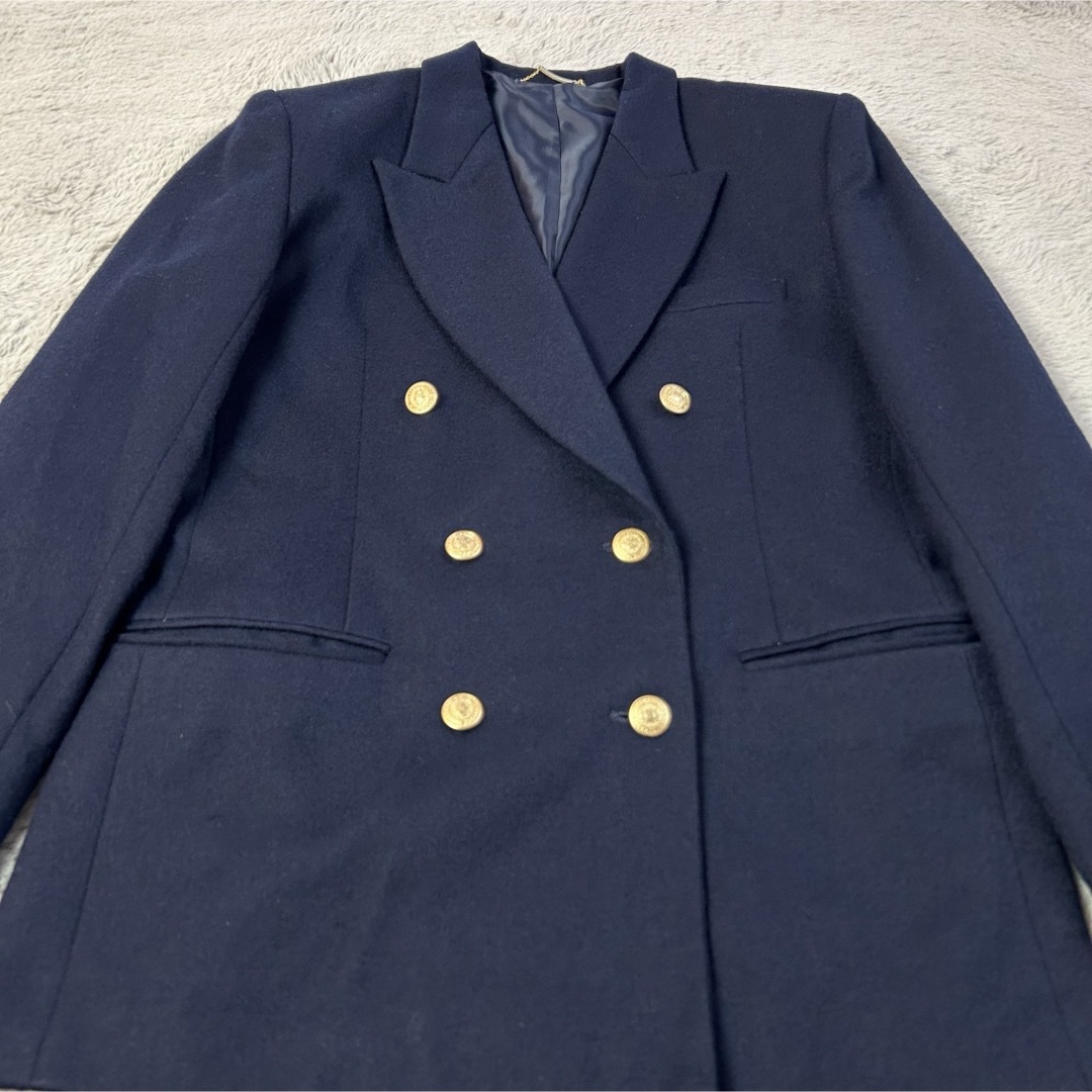 テーラードジャケット　ダブル　金ボタン　紺ブレ　ウール100% レディースのジャケット/アウター(テーラードジャケット)の商品写真