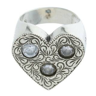 アンチドート ANTIDOTE  Engraved Heart Ring ジルコニア付きハートシルバーリング メンズ 7号(リング(指輪))