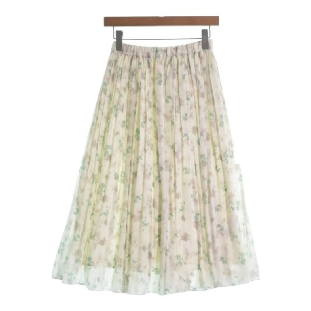 UNTITLED(アンタイトル)のUNTITLED ロング・マキシ丈スカート 1(S位) 白xグレーx緑(総柄) 【古着】【中古】 レディースのスカート(ロングスカート)の商品写真