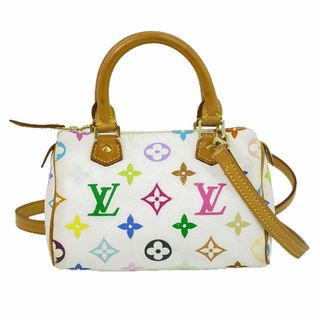 ルイヴィトン(LOUIS VUITTON)の本物 ルイヴィトン LOUIS VUITTON LV ミニスピーディ モノグラム マルチカラー 2WAY ショルダーバッグ ハンドバッグ ブロン ホワイト M92645 ビトン バッグ 中古(ショルダーバッグ)