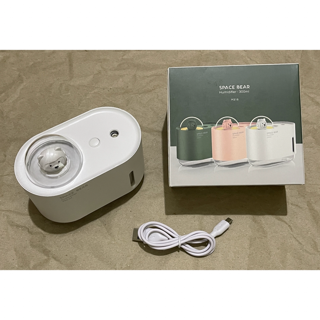 ❤︎くまさんの可愛いポータブル加湿器❤︎　ホワイト　新品 スマホ/家電/カメラの生活家電(加湿器/除湿機)の商品写真