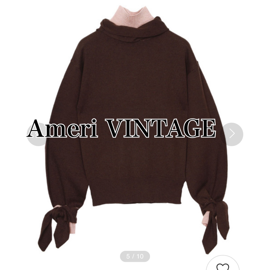 Ameri VINTAGE(アメリヴィンテージ)のAmeri VINTAGEアメリヴィンテージ　レイヤードタートルニット★茶ピンク レディースのトップス(ニット/セーター)の商品写真