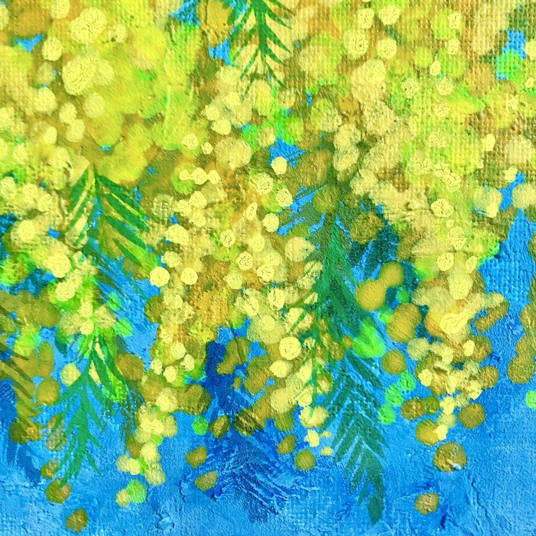 ミモザ*絵画 原画 春 花 テクスチャーアート 風景画 ミモザ*絵画 原画 春 花 テクスチャーアート 風景画