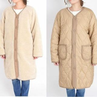 アルファインダストリーズ(ALPHA INDUSTRIES)のALPHA　アルファ　リバーシブルボアコート　レディースM　★美中古　A■59(ロングコート)