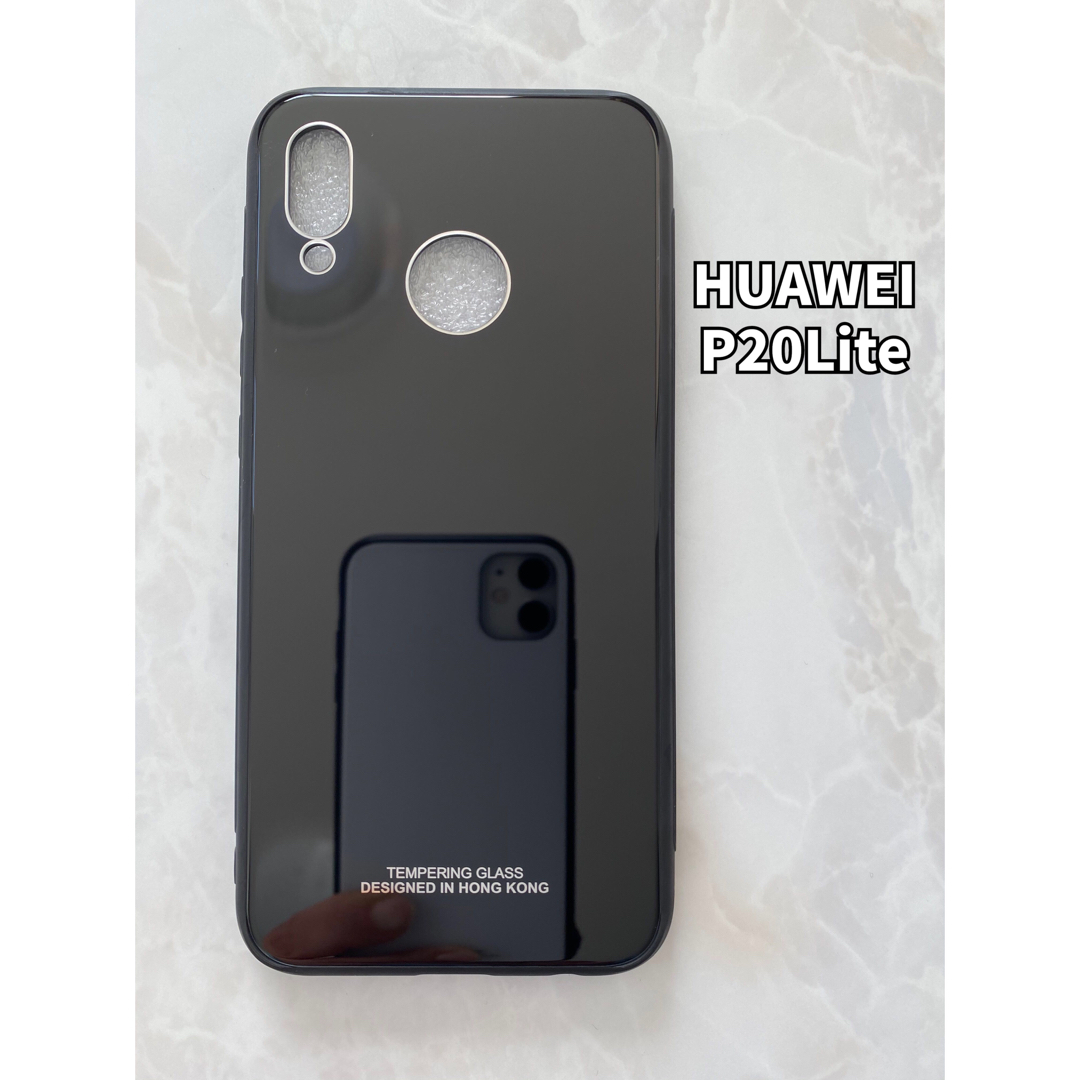 HUAWEI(ファーウェイ)のシンプル&可愛い耐衝撃背面9HガラスケースHUAWEIP20Lite レッド　赤 スマホ/家電/カメラのスマホアクセサリー(Androidケース)の商品写真