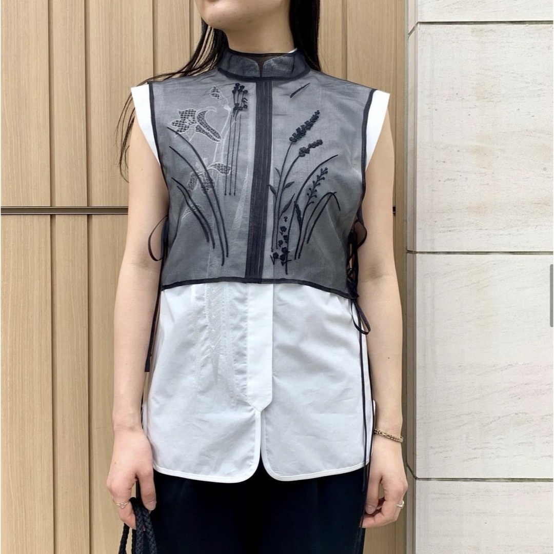 mame新品Floral Jacquard Sheer Vest mame新品Floral Jacquard Sheer Vest