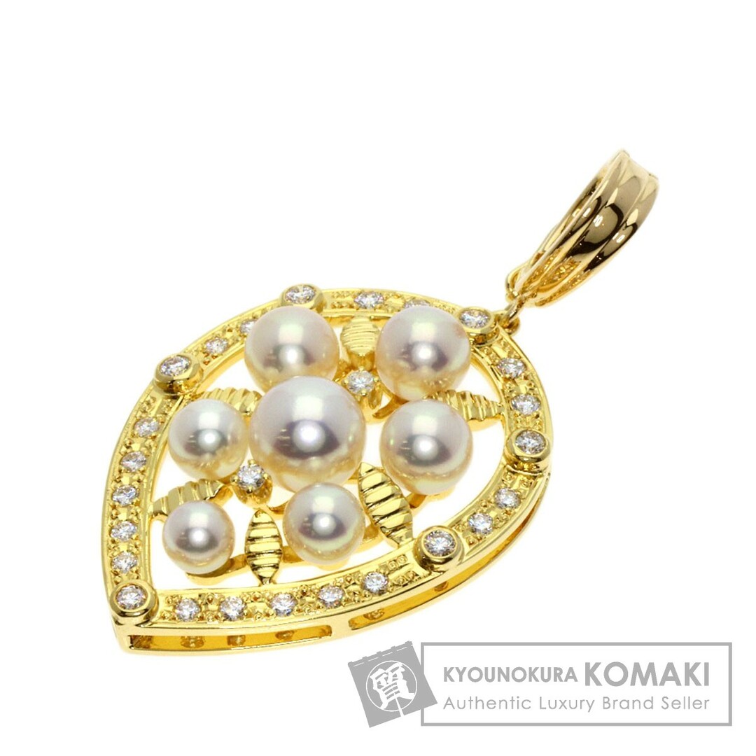 ペンダントトップ素材MIKIMOTO パール 真珠 ダイヤモンド ペンダントトップ K18YG レディース