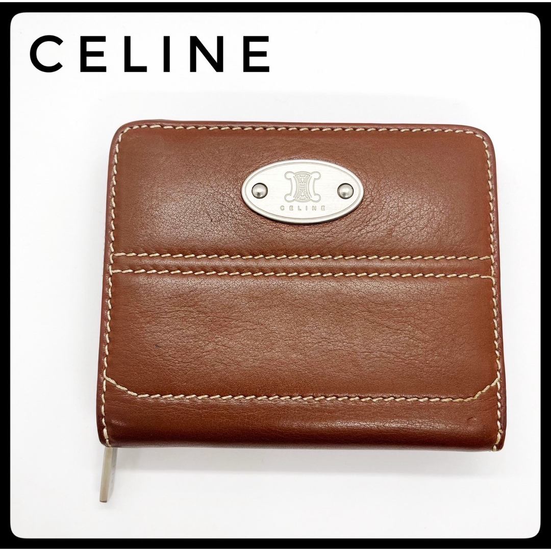 celine(セリーヌ)のCELINE セリーヌ　二つ折り財布 レザー ミニサイフ　コンパクトウォレット レディースのファッション小物(財布)の商品写真