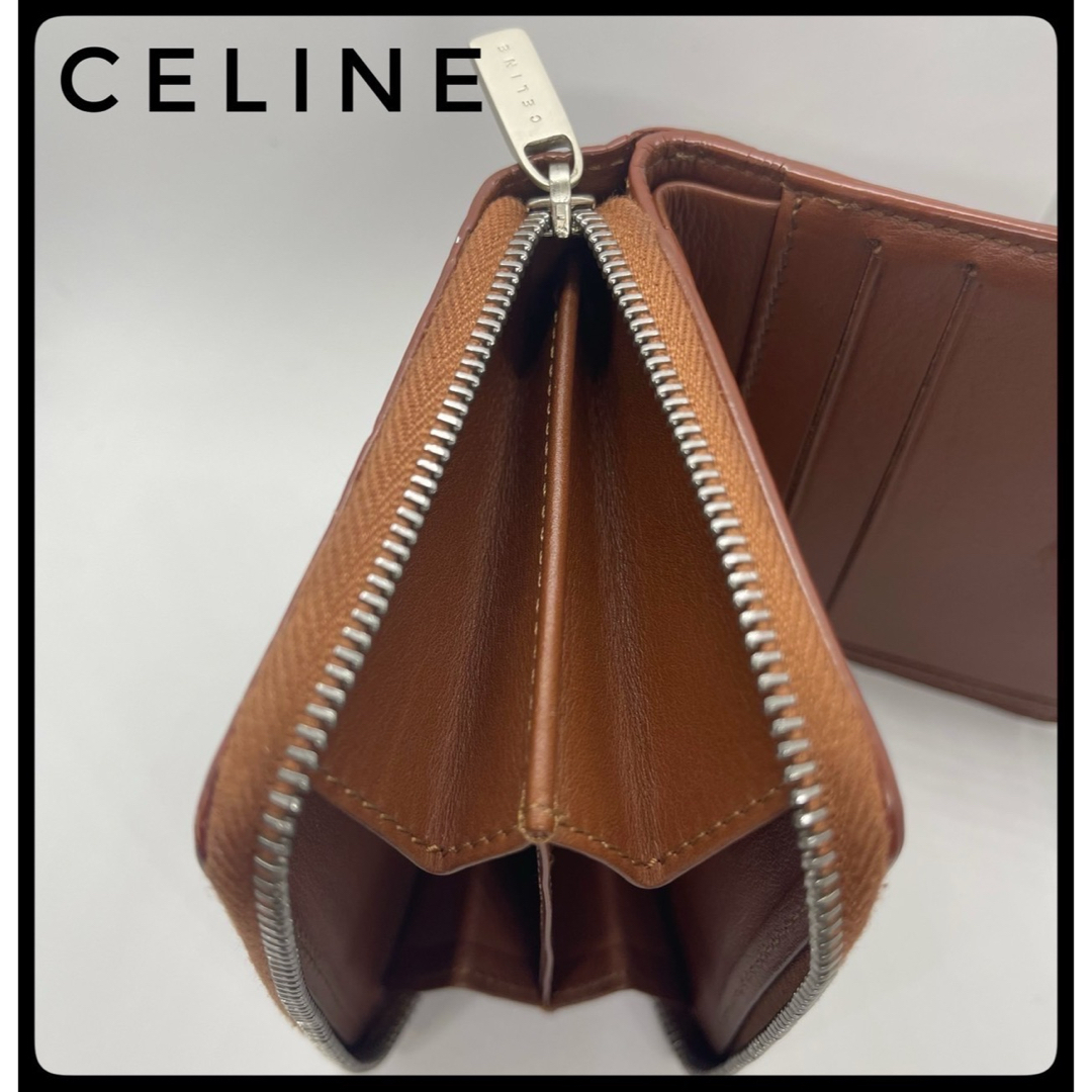 celine(セリーヌ)のCELINE セリーヌ　二つ折り財布 レザー ミニサイフ　コンパクトウォレット レディースのファッション小物(財布)の商品写真