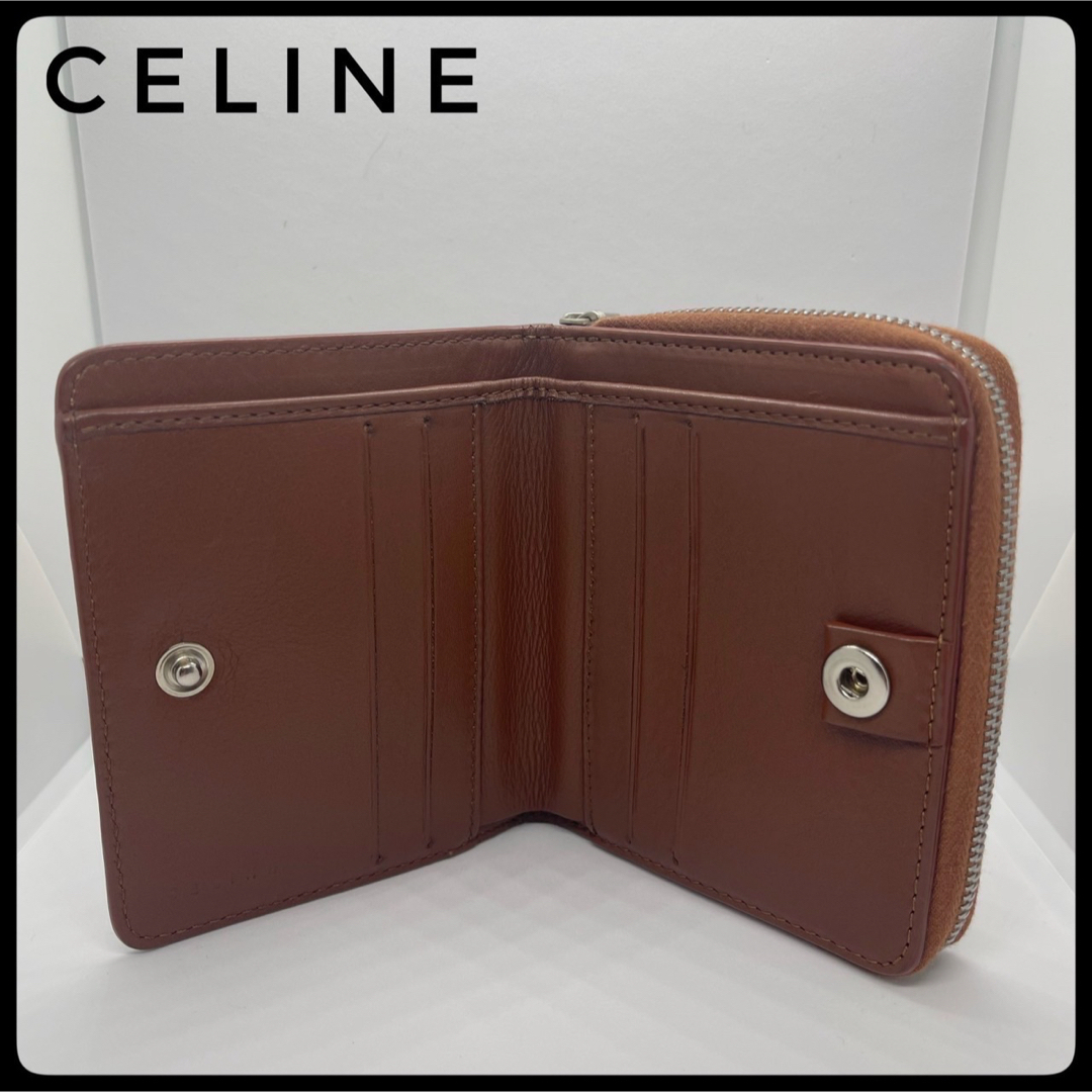 celine(セリーヌ)のCELINE セリーヌ　二つ折り財布 レザー ミニサイフ　コンパクトウォレット レディースのファッション小物(財布)の商品写真