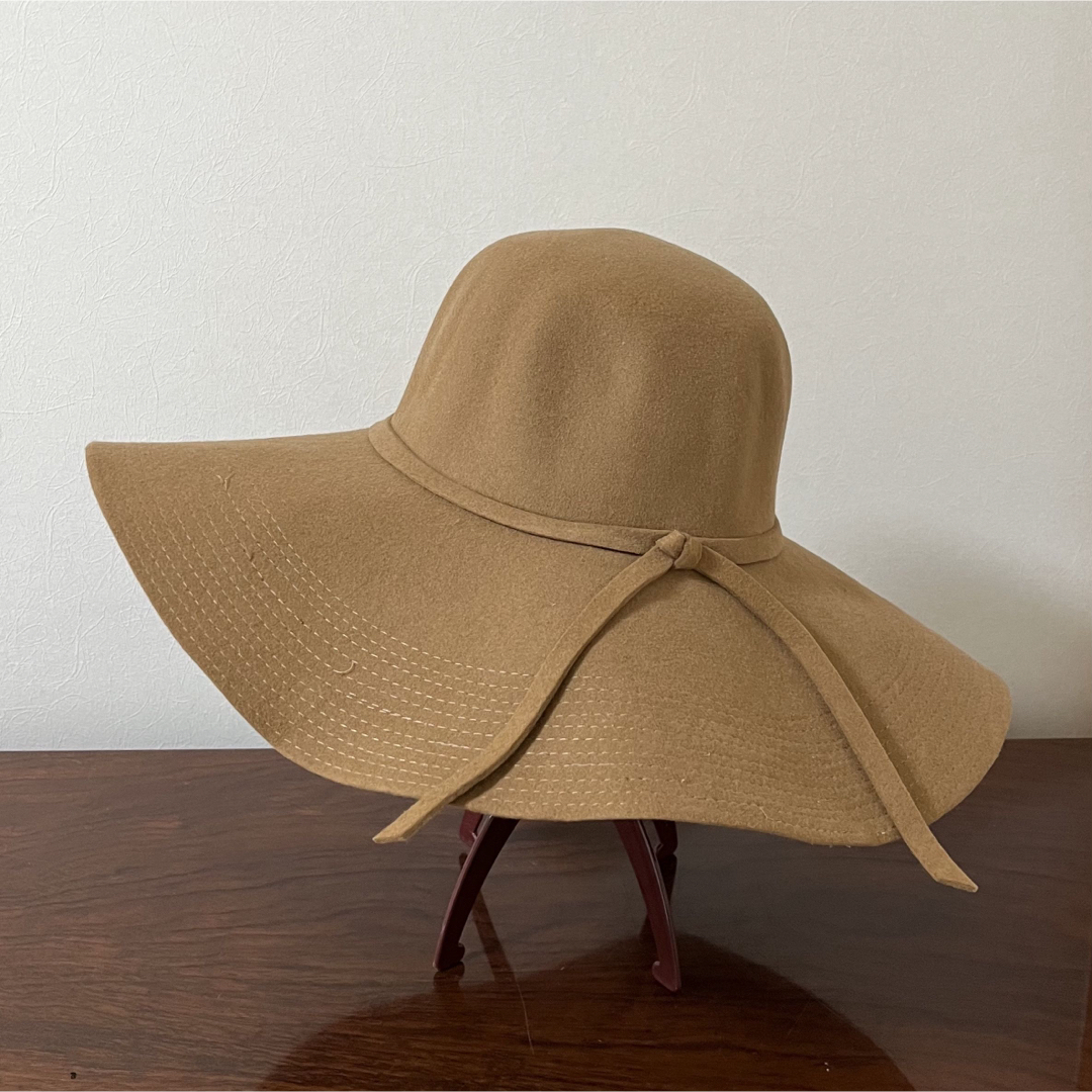 レディース　フェルトハット　2点セット　ウール　キャメル&ブラック レディースの帽子(ハット)の商品写真