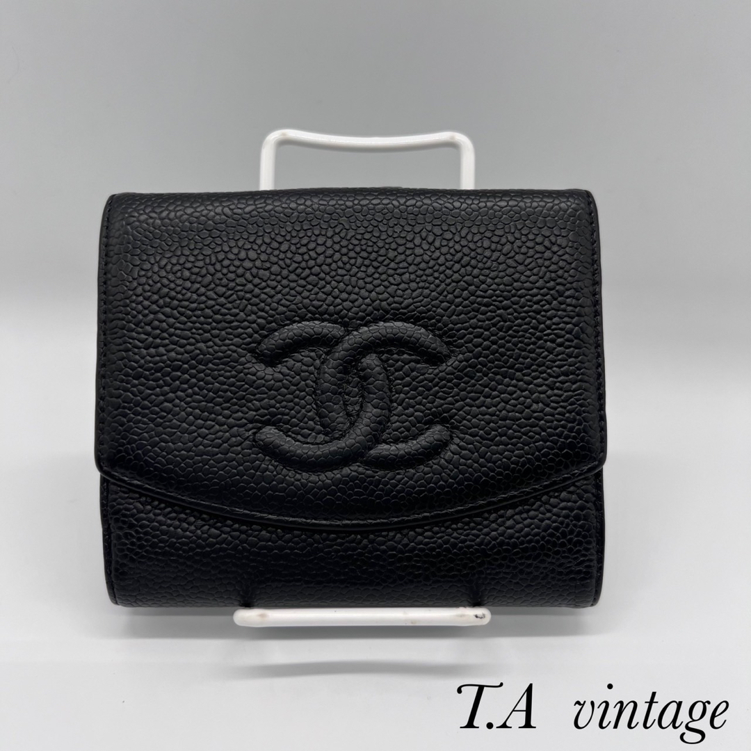 CHANEL キャビアスキン ココマークシャネル折財布 - 折り財布 CHANEL キャビアスキン ココマークシャネル折財布 - 折り財布
