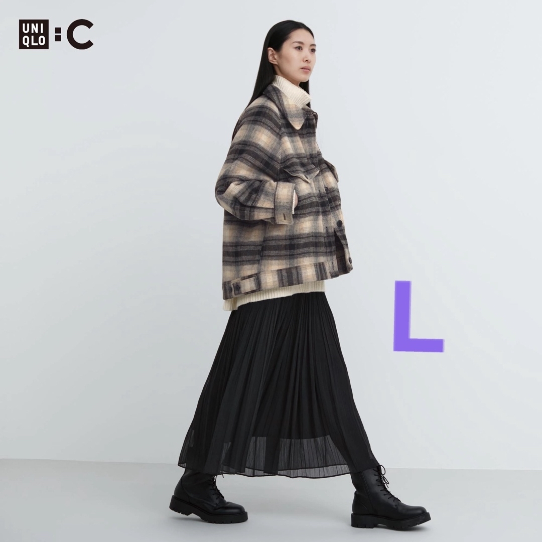 UNIQLO - 新品 UNIQLO:C ユニクロC シフォンプリーツスカート Lの通販