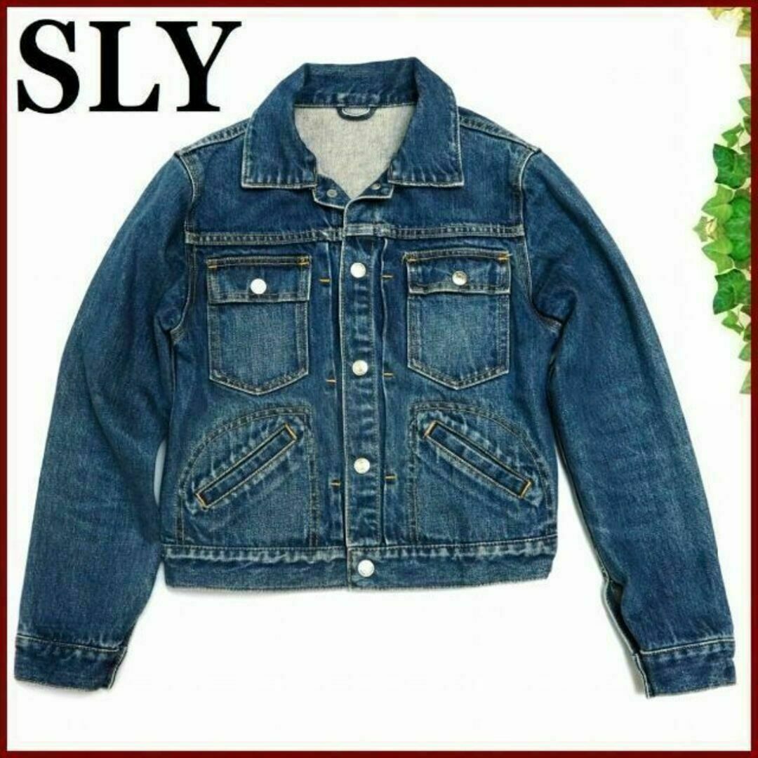 SLY(スライ)のSLYユーズド加工ラングラー風デザイン デニムジャケット青ブルー スナップボタン レディースのジャケット/アウター(Gジャン/デニムジャケット)の商品写真