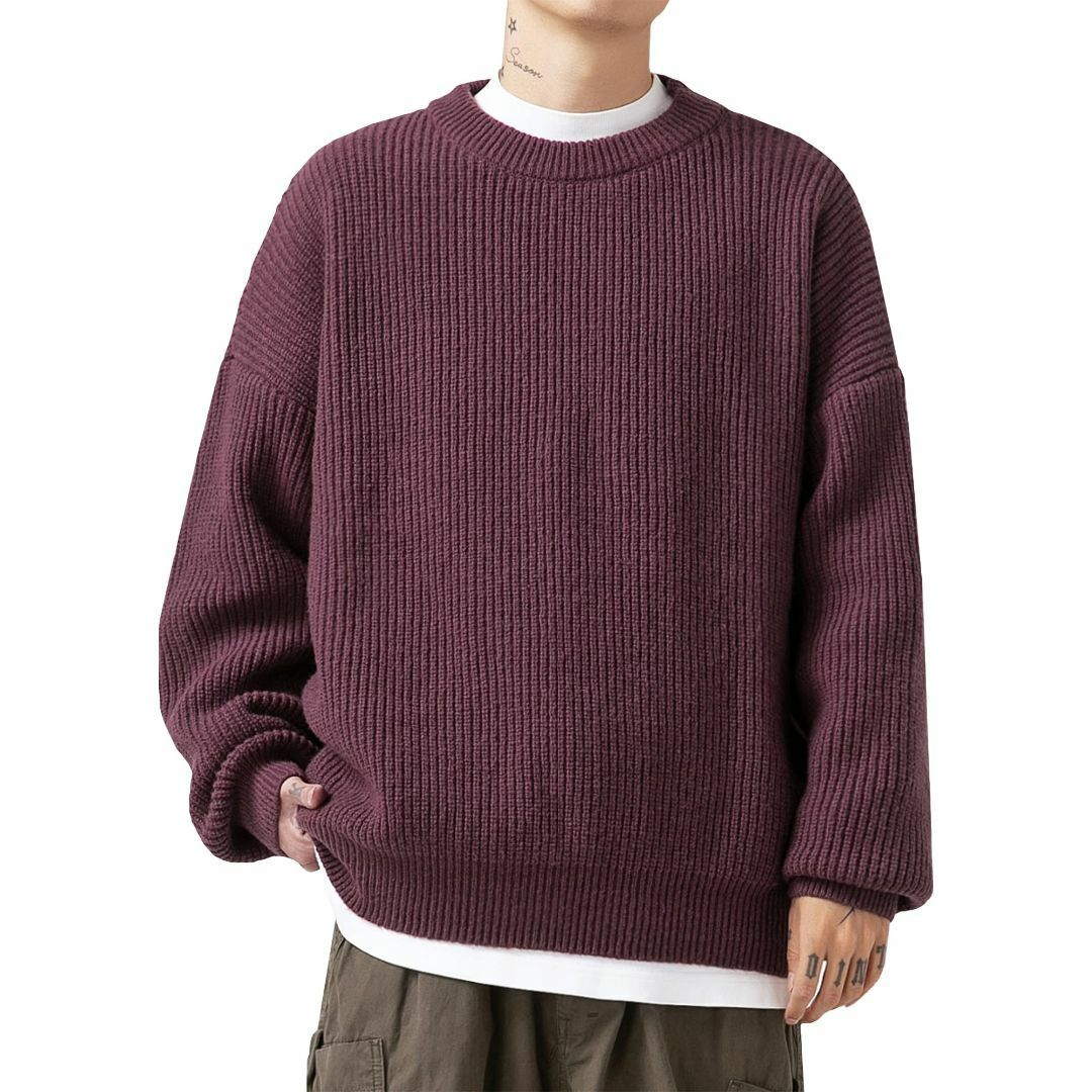 [Easykode] セーター メンズ 冬服 バルキーニット 上品 大人 畦編み233