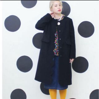 ドットアンドストライプスチャイルドウーマン(Dot&Stripes CHILDWOMAN)のノーカラースカラップコート　CHILD WOMAN(ロングコート)