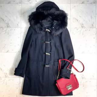 theory - 極美品＊theory セオリー アンゴラ混 ラクーンファー付きダッフルコート 黒