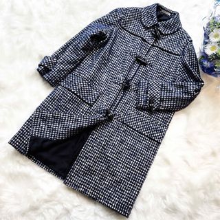 ボッテガヴェネタ(Bottega Veneta)の美品　ボッテガヴェネタ　ダッフル　チェック　ブルー　コート(ダッフルコート)