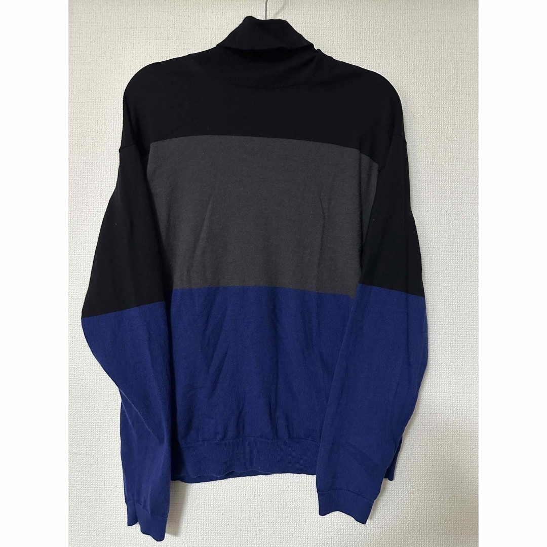UNIQLO(ユニクロ)のユニクロ+J メリノブレンドタートルネックセーター　ブルー×グレー×ブラック レディースのトップス(ニット/セーター)の商品写真