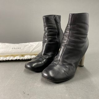 セリーヌ(celine)の3L5 CELINE セリーヌ 36(23cm相当) フィービー期 バンバンブーツ サイドジップ ブラック レディース(ブーツ)