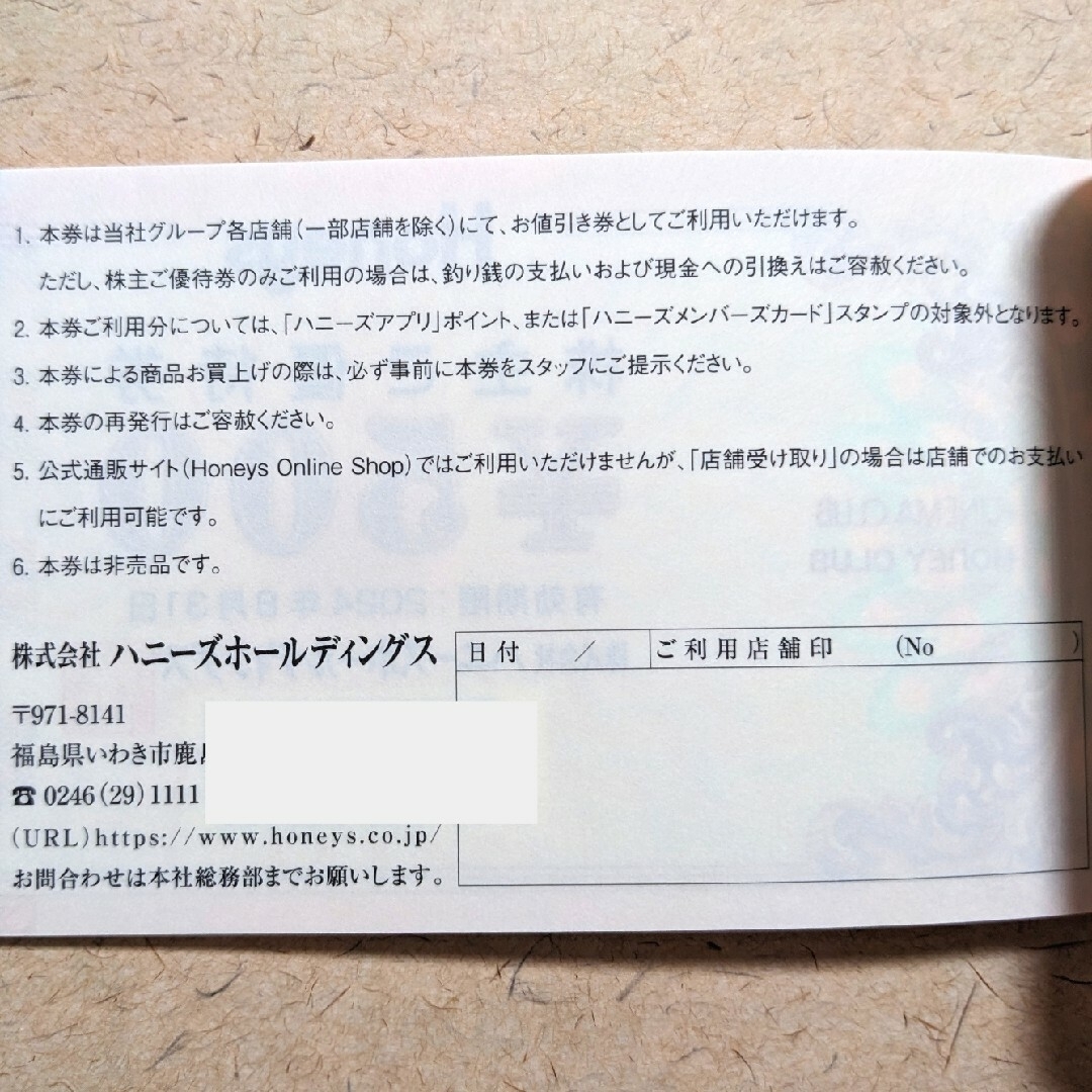 HONEYS(ハニーズ)のハニーズ 株主優待券 20000円分 チケットの優待券/割引券(ショッピング)の商品写真