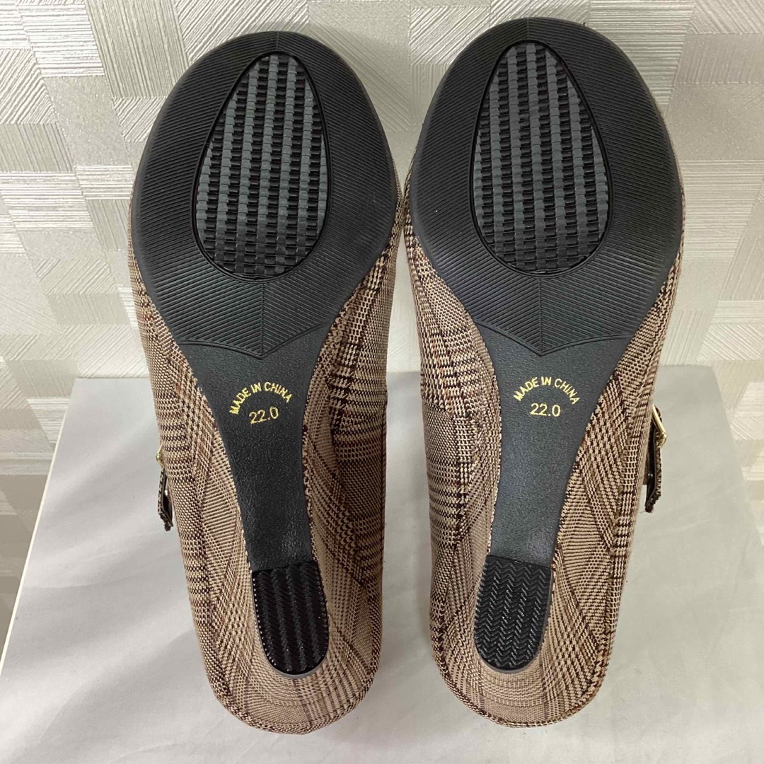 GeeRA(ジーラ)の新品未使用　ViVi フルール　タータンチェック　ウエッジパンプス レディースの靴/シューズ(ハイヒール/パンプス)の商品写真