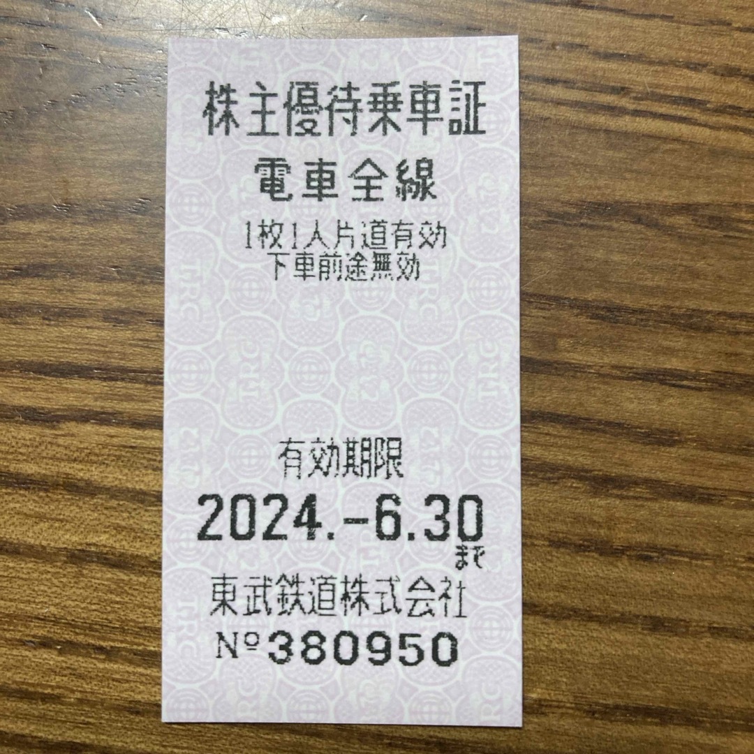 東武鉄道 株主優待乗車証 20枚 有効期限2024.6.30-