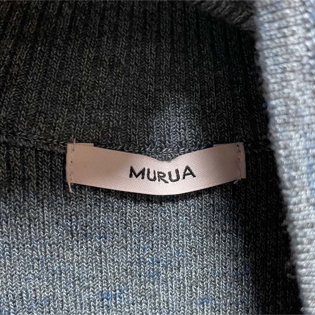 MURUA(ムルーア)のMURUA　チャイナタイトハーフニット　フリーサイズ　ブルー　五分袖 レディースのトップス(ニット/セーター)の商品写真