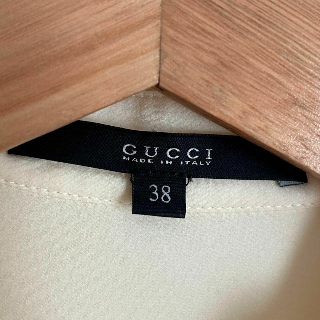 Gucci(グッチ)のGUCCI グッチ 長袖ブラウス アイボリー 38 シルク100 レディースのトップス(シャツ/ブラウス(長袖/七分))の商品写真