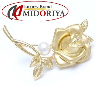 ミキモト(MIKIMOTO)のMIKIMOTO ミキモト ブローチ バラモチーフ パール7.2ミリ ダイヤモンド0.20ct K18YG イエローゴールド/290833【中古】【BJ】(ブローチ/コサージュ)