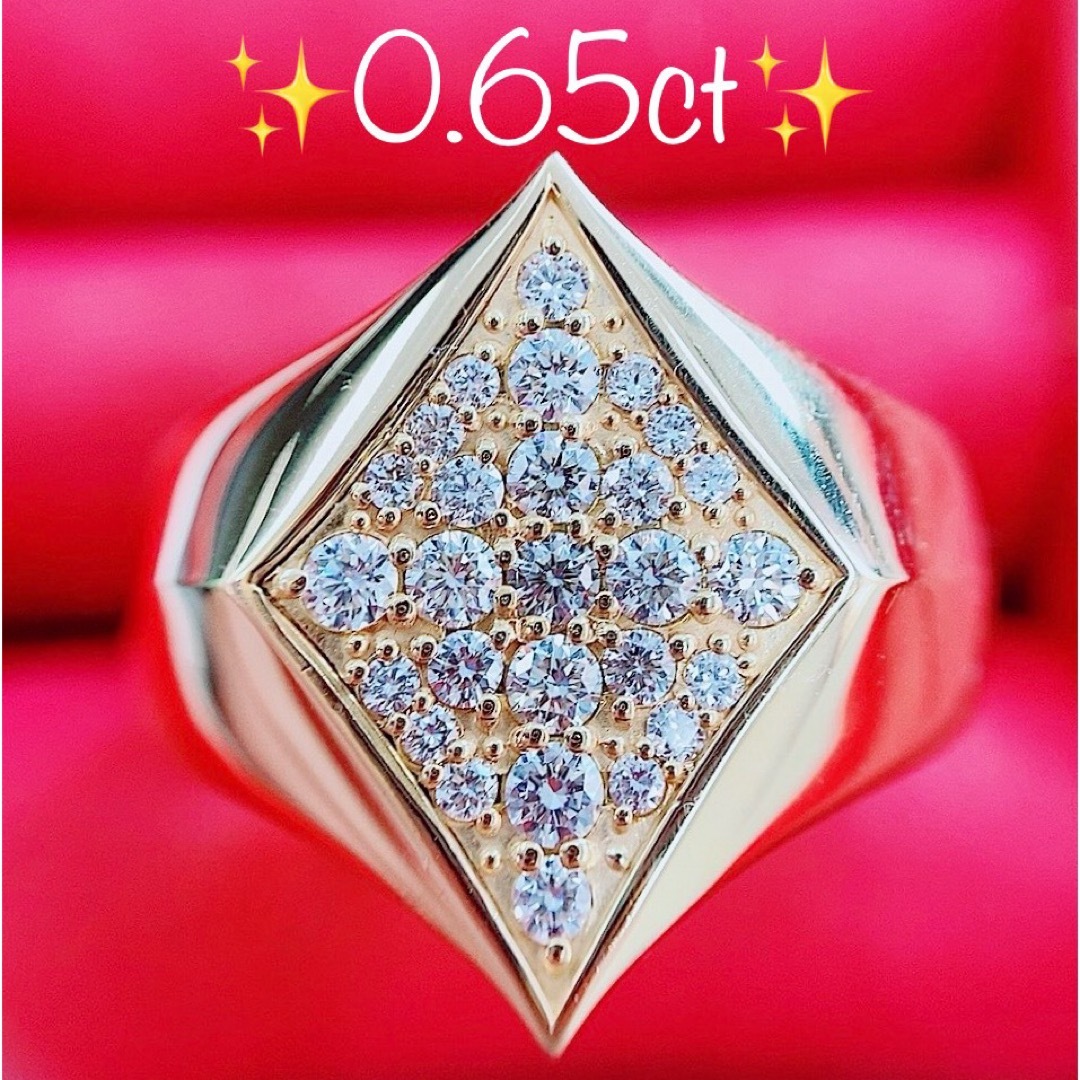 17.0g★0.65ct★✨ダイヤモンドK10パヴェダイヤリング指輪印台 メンズのアクセサリー(リング(指輪))の商品写真