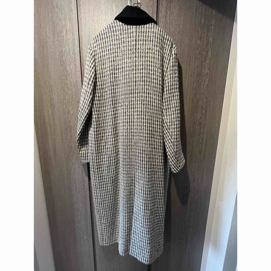 mame(マメ)の新品mame Plaid Lame Tweed Long Coat - grey レディースのジャケット/アウター(ロングコート)の商品写真