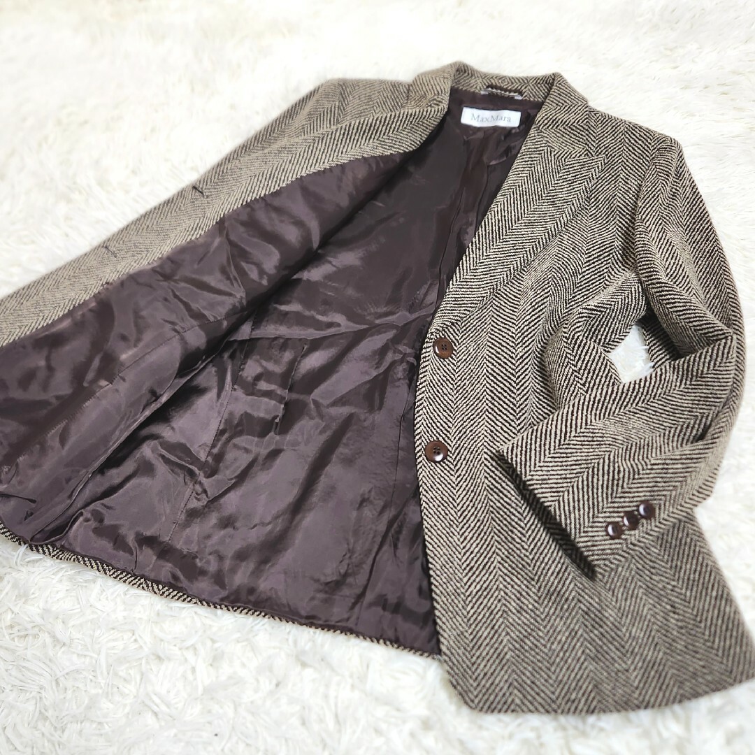 Max Mara(マックスマーラ)の【希少】Max Mara イタリア製 白タグ テーラードジャケット 大きめ4XL レディースのジャケット/アウター(テーラードジャケット)の商品写真