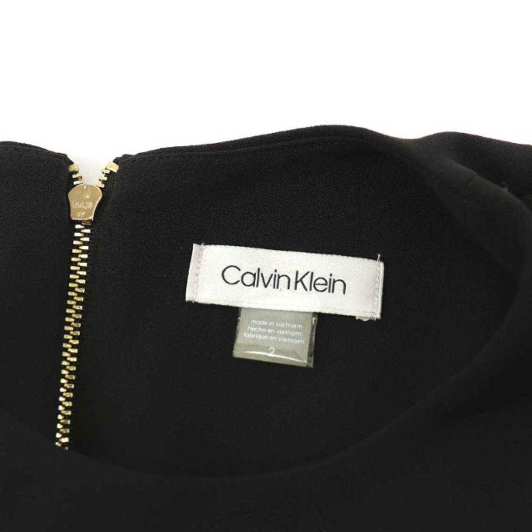 Calvin Klein(カルバンクライン)のカルバンクライン ワンピース ノースリーブ フリル ロング 2 XS 黒 レディースのワンピース(ロングワンピース/マキシワンピース)の商品写真