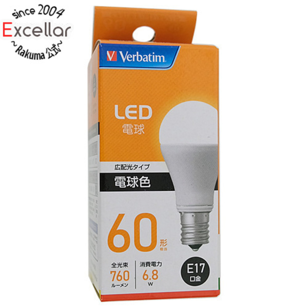 三菱ケミカル(ミツビシケミカル)の三菱ケミカルメディア LED電球 Verbatim LDA6L-E17-G/LV4 電球色 インテリア/住まい/日用品のライト/照明/LED(蛍光灯/電球)の商品写真