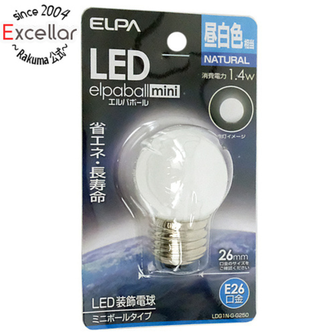 ELPA(エルパ)のELPA　LED電球 エルパボールmini LDG1N-G-G250　昼白色 インテリア/住まい/日用品のライト/照明/LED(蛍光灯/電球)の商品写真