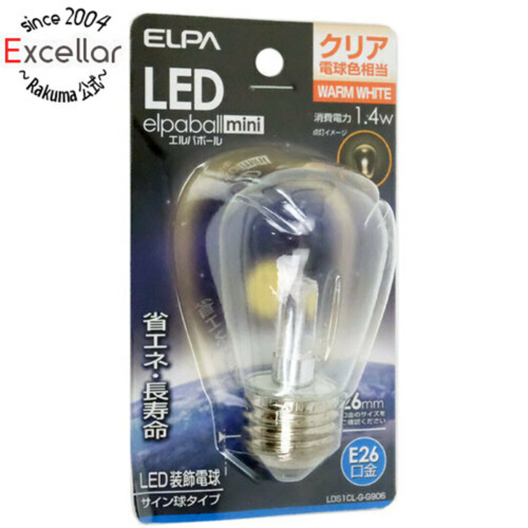 ELPA(エルパ)のELPA　LED電球 エルパボールmini　LDS1CL-G-G906　電球色 インテリア/住まい/日用品のライト/照明/LED(蛍光灯/電球)の商品写真