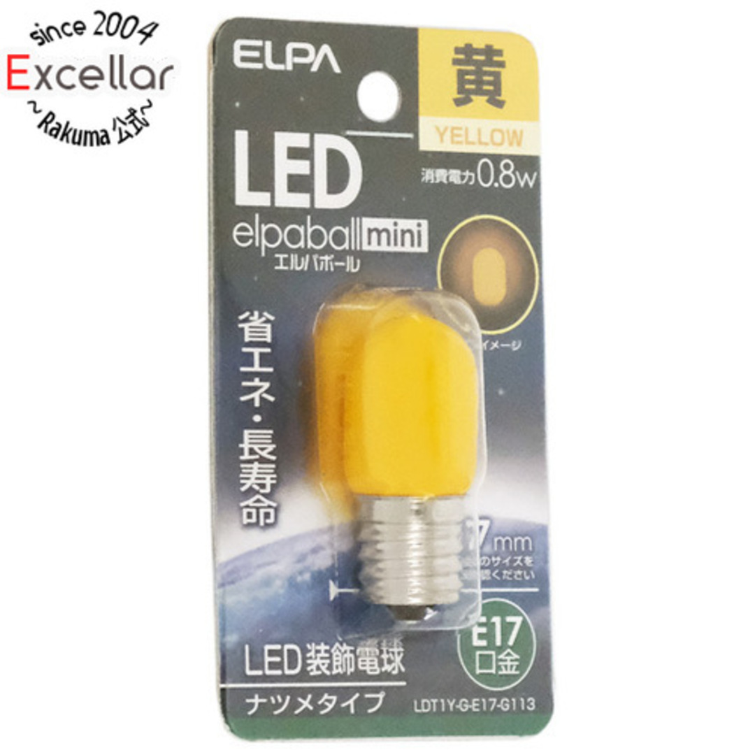 ELPA(エルパ)のELPA　LED電球 エルパボールmini LDT1Y-G-E17-G113　黄色 インテリア/住まい/日用品のライト/照明/LED(蛍光灯/電球)の商品写真