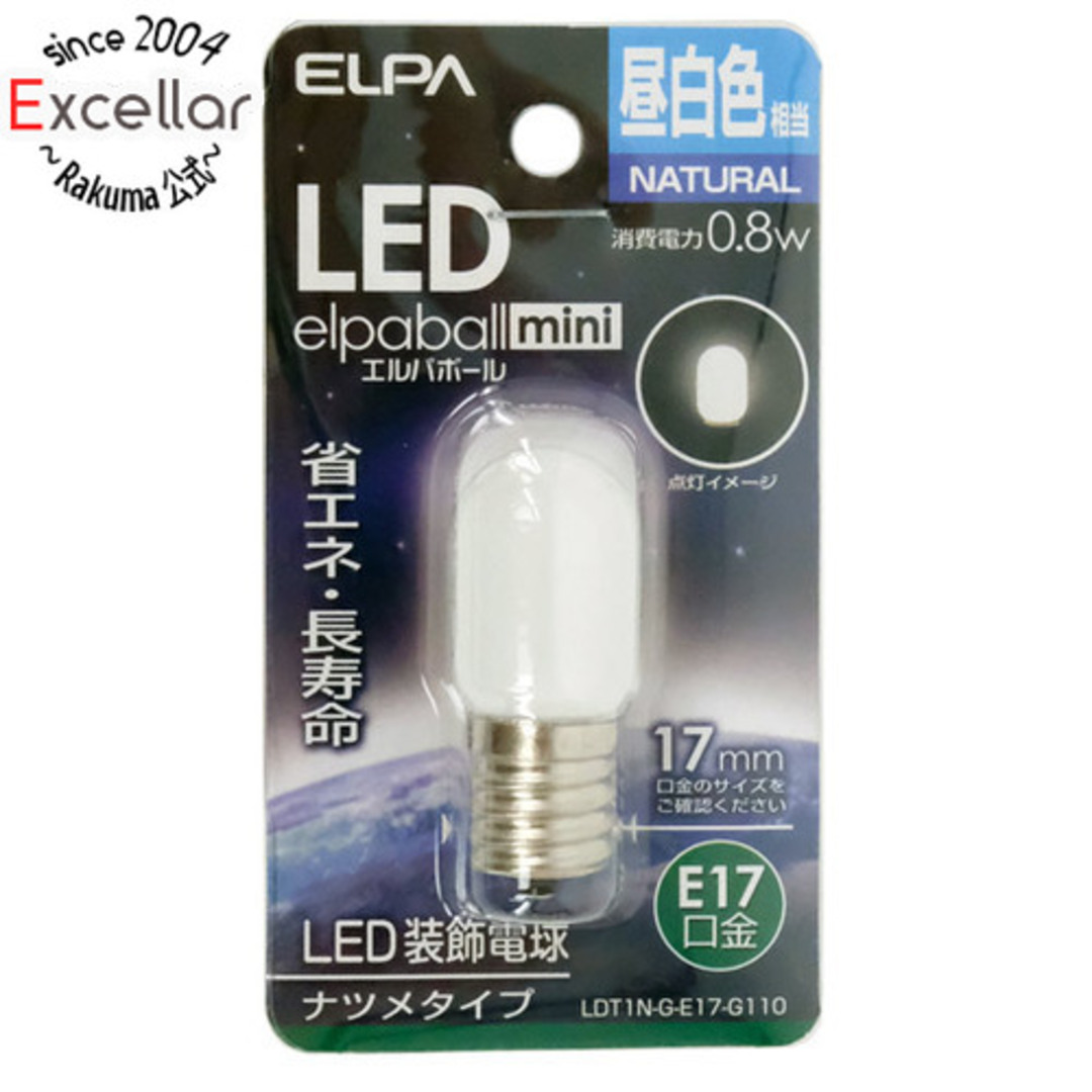 ELPA(エルパ)のELPA　LED電球 エルパボールmini LDT1N-G-E17-G110　昼白色 インテリア/住まい/日用品のライト/照明/LED(蛍光灯/電球)の商品写真