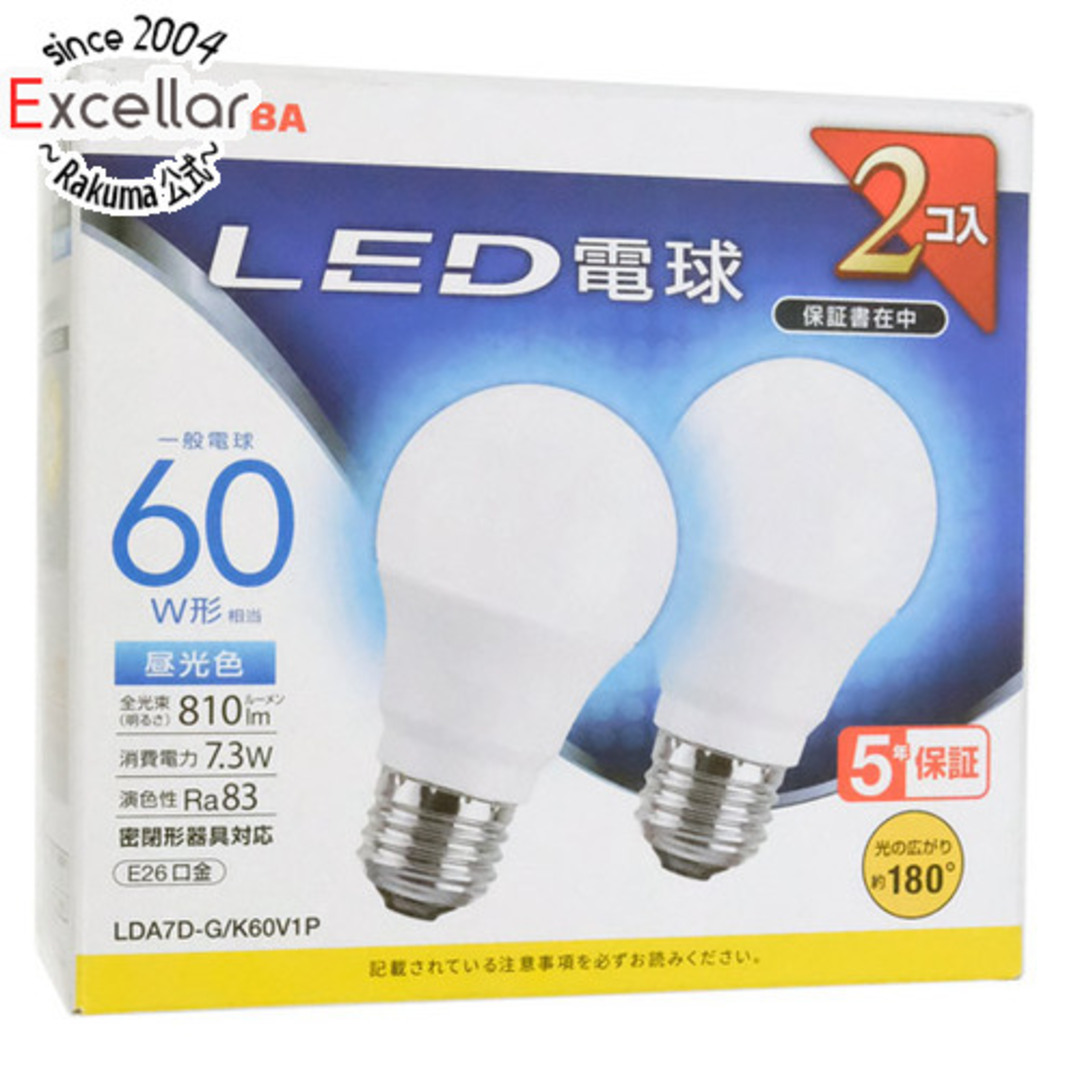 東芝(トウシバ)のTOSHIBA　LED電球 昼光色　LDA7D-G/K60V1P インテリア/住まい/日用品のライト/照明/LED(蛍光灯/電球)の商品写真