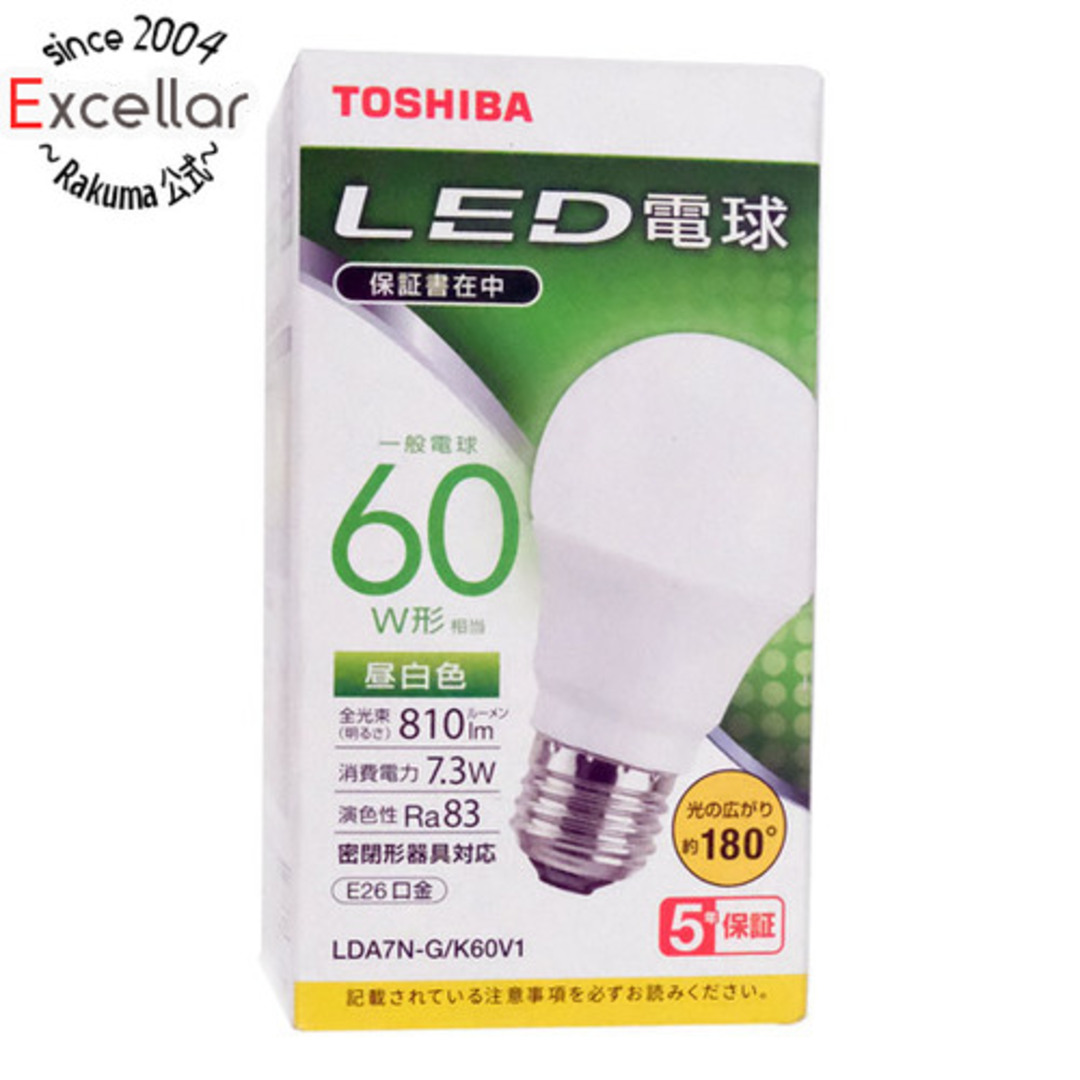 東芝(トウシバ)のTOSHIBA　LED電球 LDA7N-G/K60V1　昼白色 インテリア/住まい/日用品のライト/照明/LED(蛍光灯/電球)の商品写真