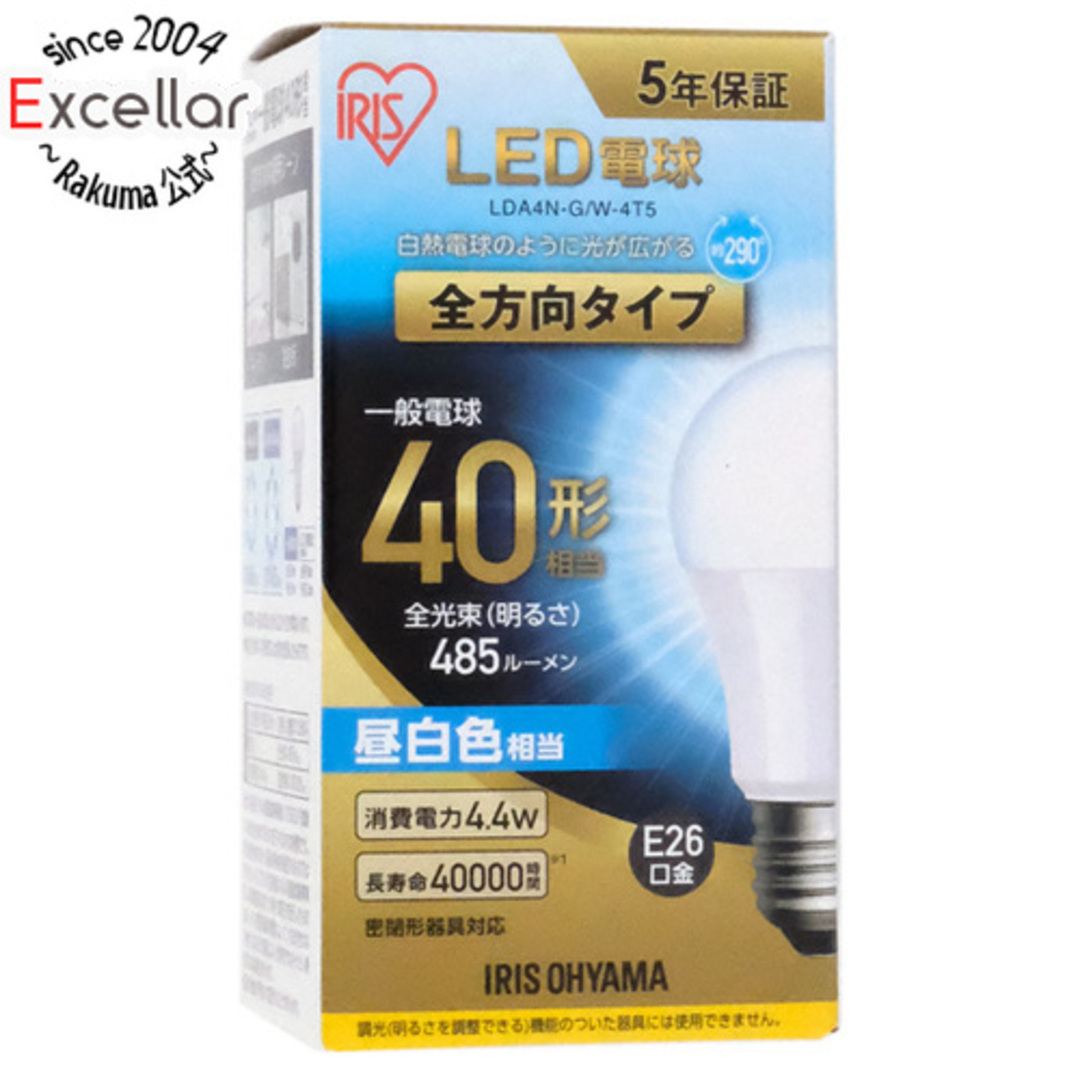 アイリスオーヤマ(アイリスオーヤマ)のアイリスオーヤマ　LED電球 ECOHiLUX　LDA4N-G/W-4T5　昼白色 インテリア/住まい/日用品のライト/照明/LED(蛍光灯/電球)の商品写真