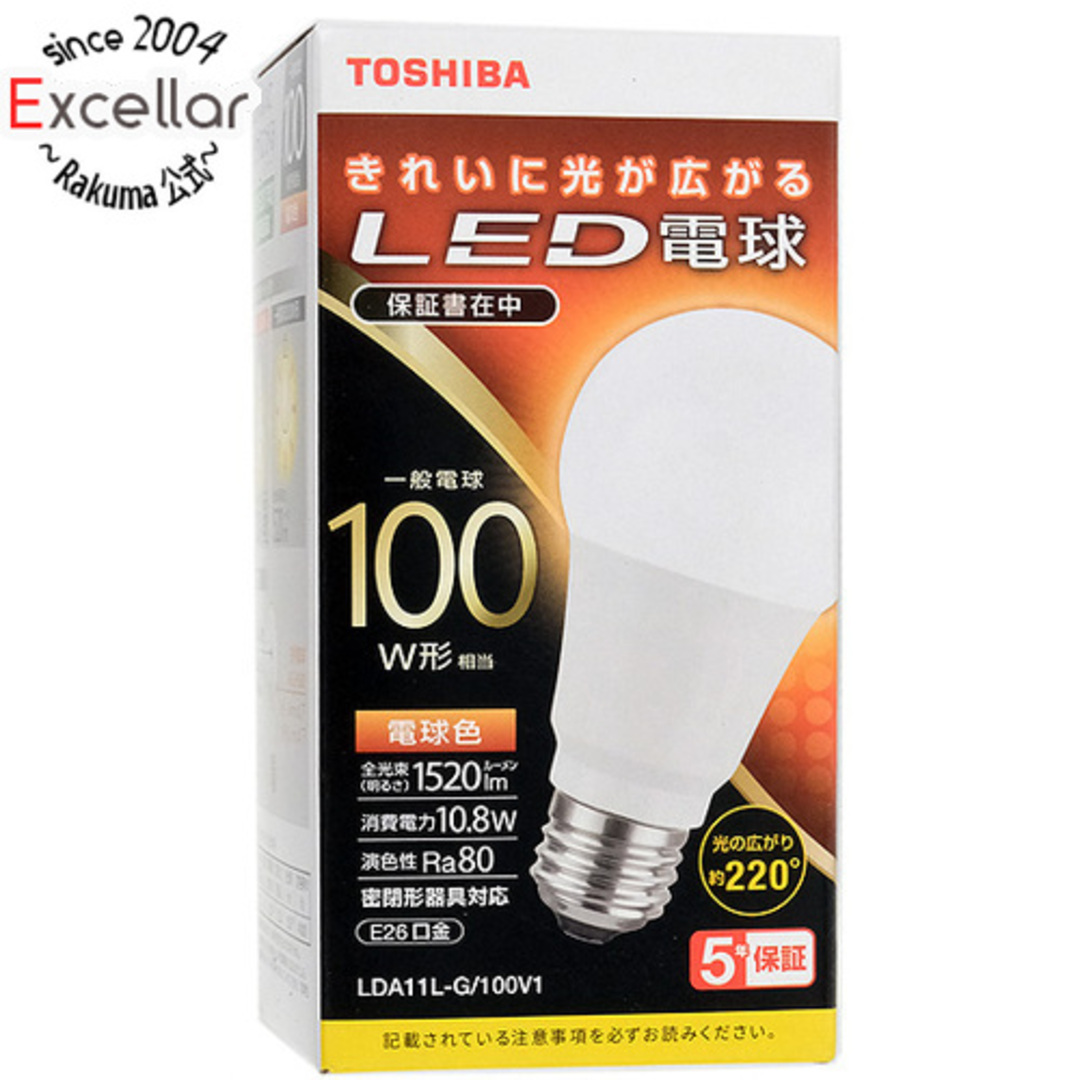 東芝(トウシバ)のTOSHIBA　LED電球 電球色　LDA11L-G/100V1 インテリア/住まい/日用品のライト/照明/LED(蛍光灯/電球)の商品写真