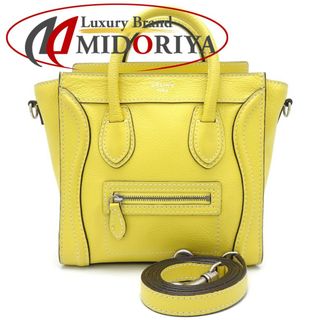 セリーヌ(celine)のCELINE セリーヌ ラゲージナノショッパー 2Wayバッグ ドラムドカーフスキン イエロー/350823【中古】(その他)