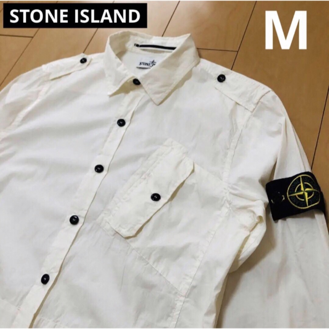 定価6.2万 ストーンアイランド シャツジャケット ナチュラル M 白シャツのサムネイル