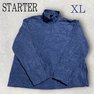 スターター(STARTER)の90s STARTER スターター ハーフジップ フリース XL ネイビー 紺(スウェット)