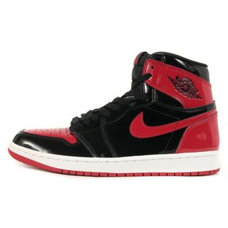 ナイキ(NIKE)の新品同様 NIKE ナイキ スニーカー サイズ:US9.5(27.5cm) AIR JORDAN 1 RETRO HIGH OG BRED PATENT 555088-063 ブラック バーシティレッド 黒 赤 シューズ 靴 ブランド【メンズ】【中古】(スニーカー)